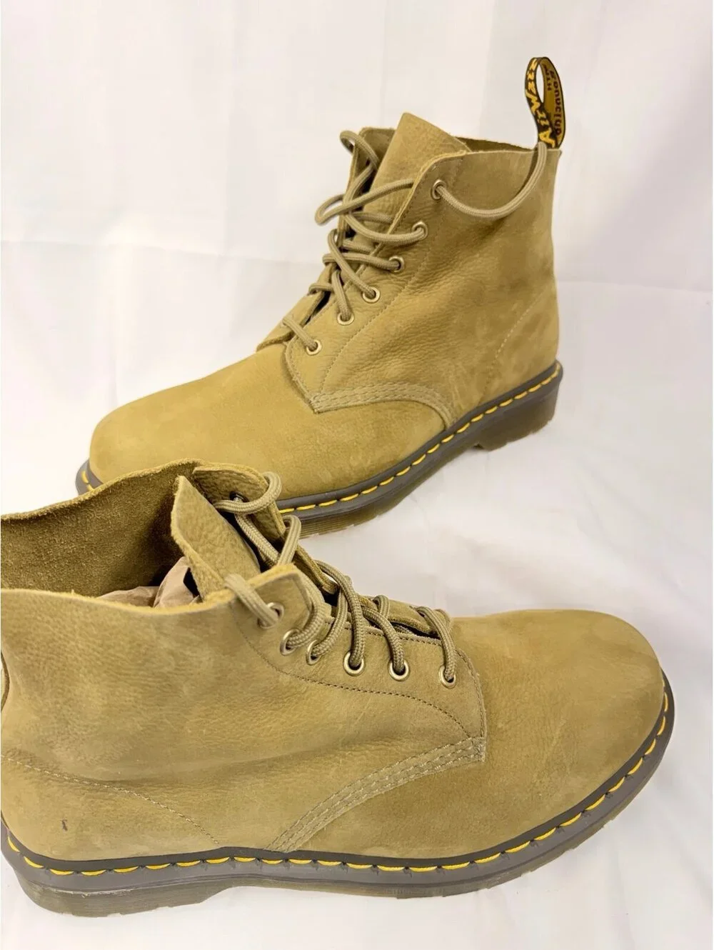 Dr. Martens Men Size 12 Olive  Green Leather Suede Ankle Boots Docs